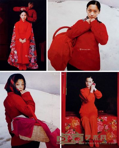 王沂东 待嫁女孩 返娘家 回娘家 牡丹 62×41cm；41.2×41cm；51.7×41cm；58.8×42cm