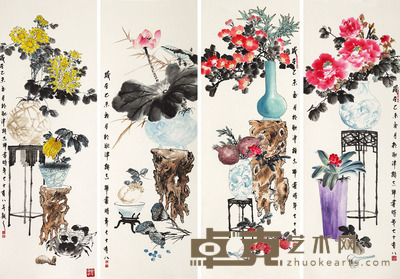 胡志辉 清供四屏 116×40cm×4