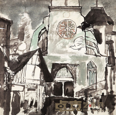 罗朗 风景 69×68cm