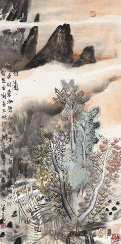 姚鸣京 秋晚坐看图