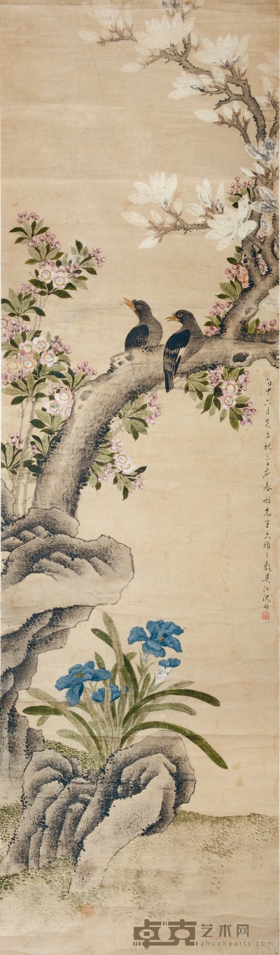 沈竹宾 花鸟 185×54cm 约8.9 平尺