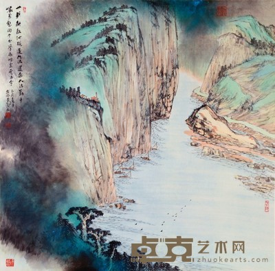 葛茂柱 山水 68×68cm 约4.0 平尺