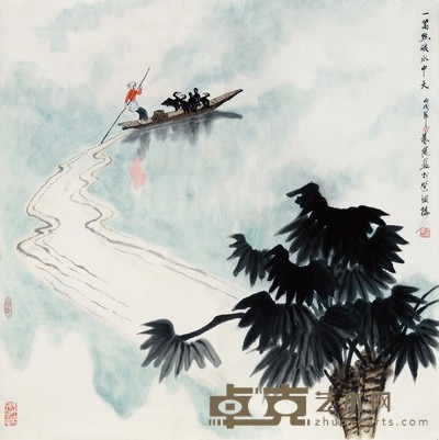 龚艺岚 一篙点破水中天 68×68cm 约4.0 平尺