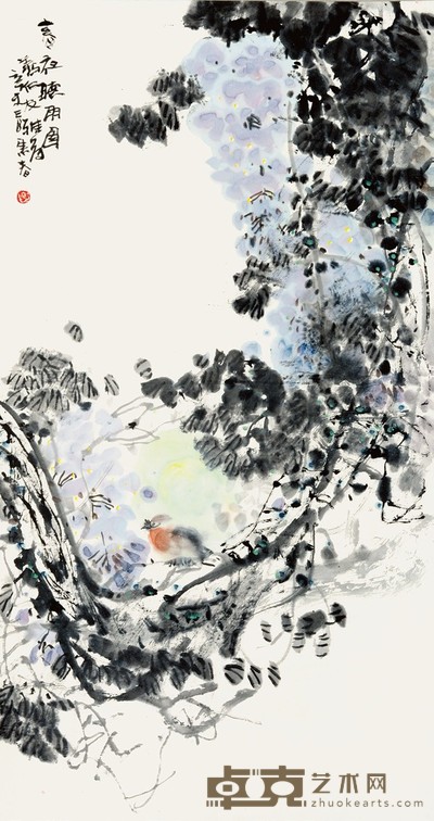 衣惠春 春叶听雨图 90×48cm 约3.8 平尺