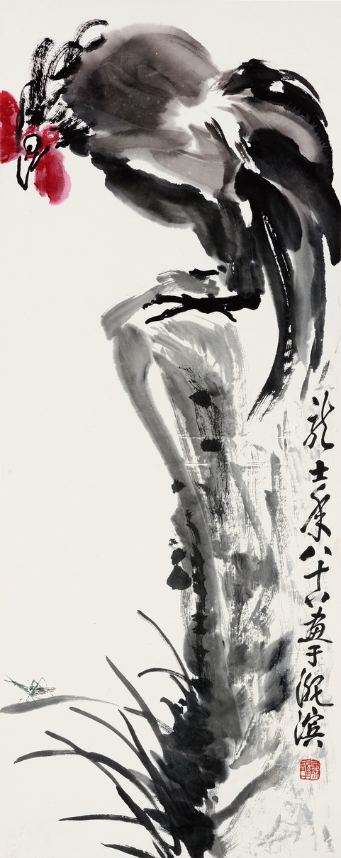 萧龙士 鸡图