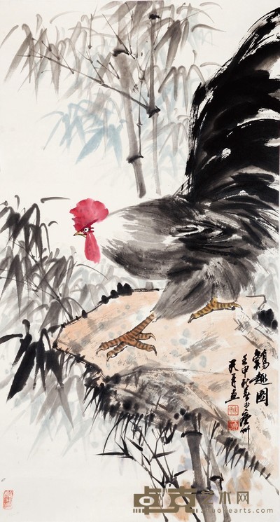 陶天月 鸡趣图 84×45cm 约3.4 平尺
