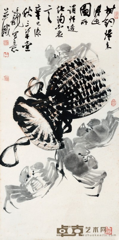 刘廷龙 螃蟹 68×34cm约2.0 平尺