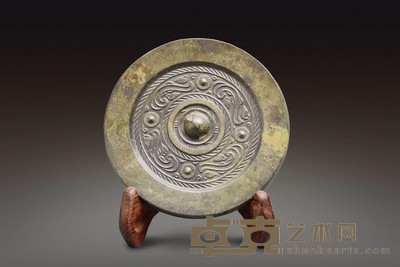 汉代 夔龙四乳镜 径:9.5cm
