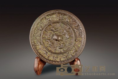 唐代 海兽葡萄纹镜 径:10cm