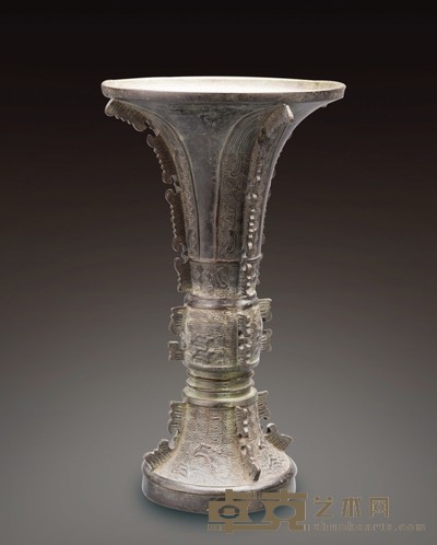 明代 铜花觚 高:26.5cm