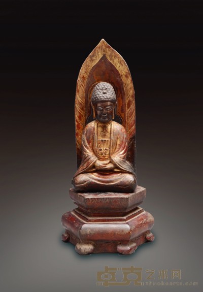 清代 漆金背光如来造像 通高：26.5cm