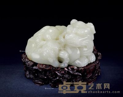 清 青白玉“太师少师”摆件 长8cm