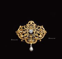 1890年代 钻石珍珠18K金古典胸针