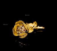 1950年代 钻石红宝黄金玫瑰胸针