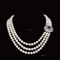 1950年代 2.69克拉缅甸未加热蓝宝石珍珠项链