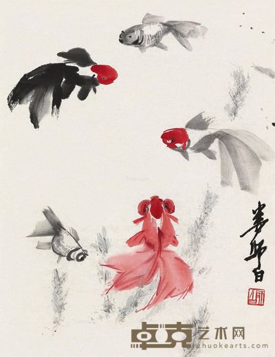 娄师白 金鱼 45.5×35cm