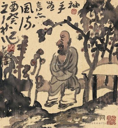 李老十 袖手无言亦风流 41.5×39cm