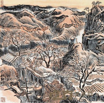 张仃 岸上人家 68×68cm