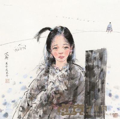 艾轩 藏族女孩 69×69cm×2