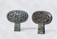 春秋时代（前770–前76） 铸青铜彩绘双面镂空蟠螭纹銮铃 （一对）