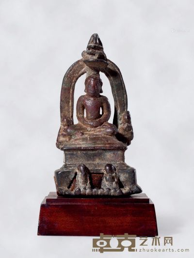 西元7/8世纪 印度比哈尔 铸合金铜禅定印耆那教圣人坐像 高11cm