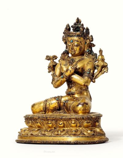 15世纪 西藏 铸铜鎏金金刚总持坐像