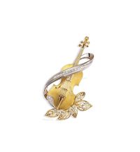 18K黄金配钻石“乐器系列之一”小提琴胸针