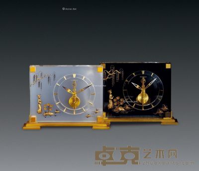 积家八日动力铜鎏金座钟 （一对） 22×1.6×4.5cm