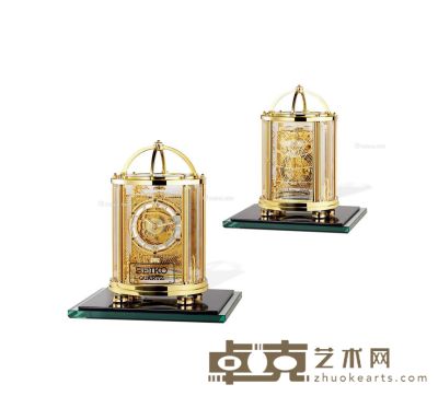 现代 精工镶宝石珍珠贝母高精密8天动力储存机械时钟 钟体23.4×14.7×14.7cm；底座22.4×20.6×1.7cm