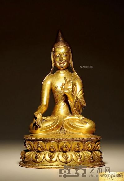 15世纪 铜鎏金噶雅达拉 高20.5cm