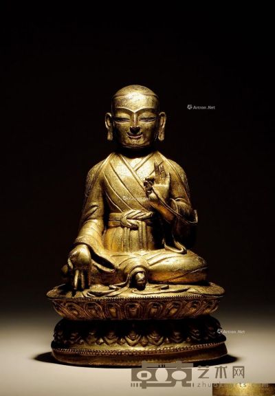 15世纪 铜鎏金贡嘎宁波 高23.5cm