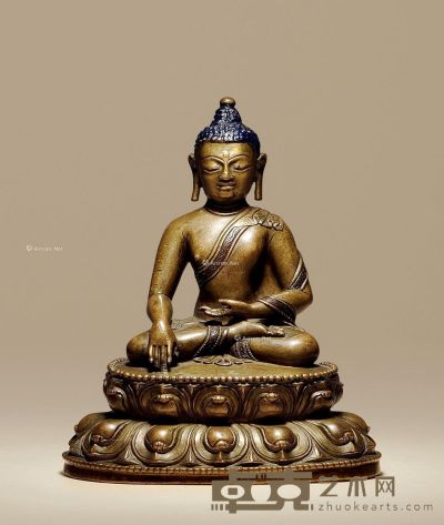 14世纪	 铜释迦牟尼（错红铜） 高11.5cm