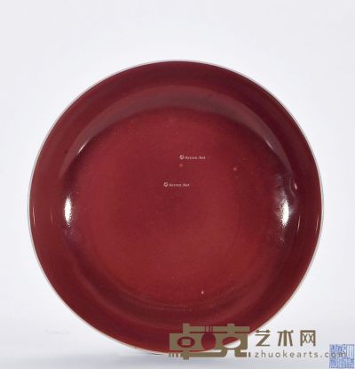 清乾隆 红釉盘 直径20.5cm
