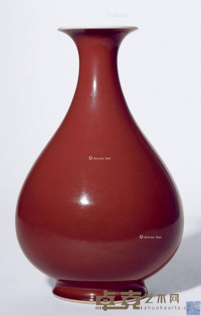 清乾隆 祭红釉玉壶春瓶 高30.5cm