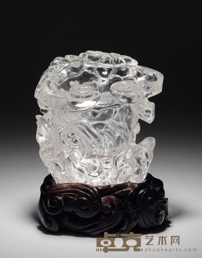 清18世纪 水晶雕九如花插 高9.5cm