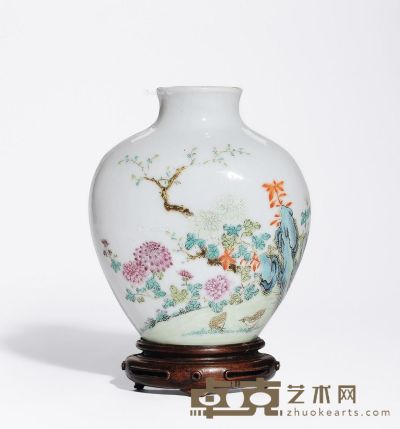 清道光 粉彩安居乐业纹壁瓶 高14.5cm