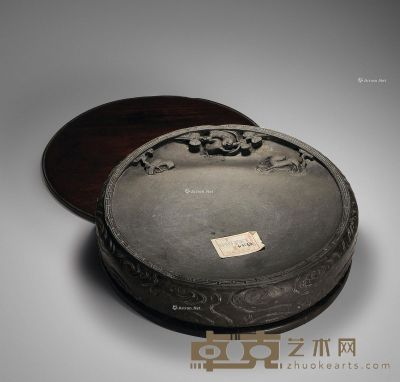 清 刻爵禄封侯图端砚 直径22cm