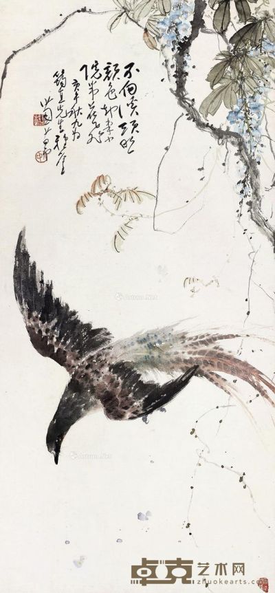 赵少昂 花鸟 107×49.5cm