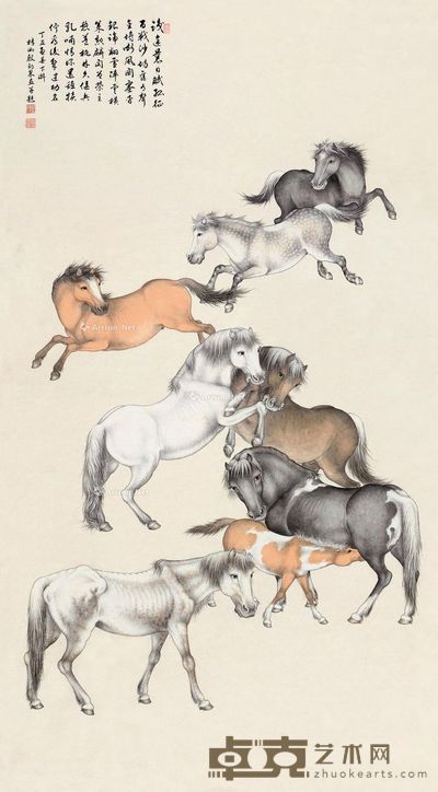 殷梓湘 沙场嘶鸣 144×78.5cm