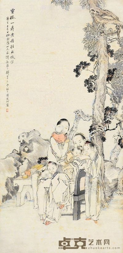 钱慧安 灵椿佑子 132×64.5cm