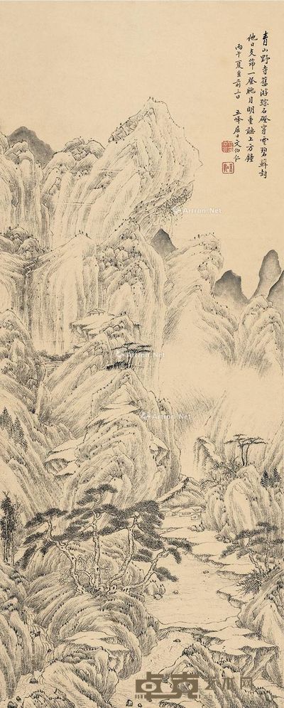 文伯仁 松山烟霭 78.5×31cm