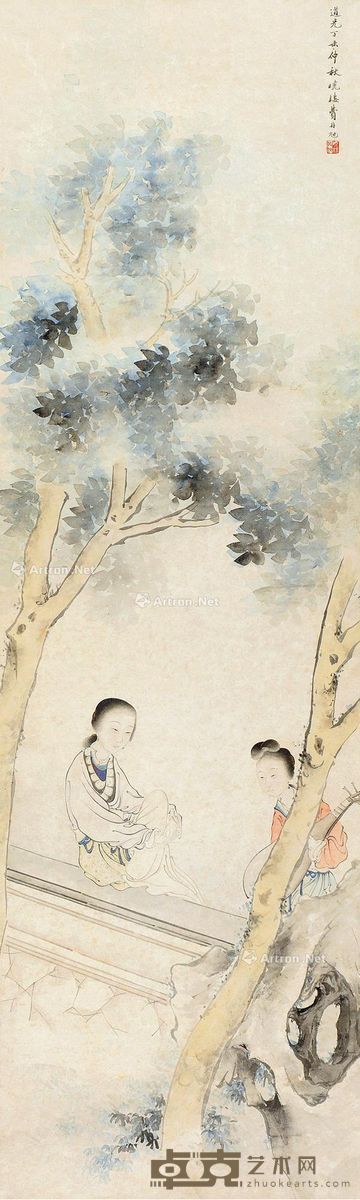 费丹旭 仕女图 110.5×33.5cm