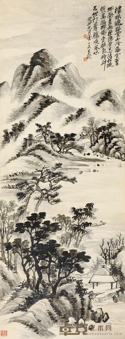 吴昌硕 溪山清隐 141×53cm