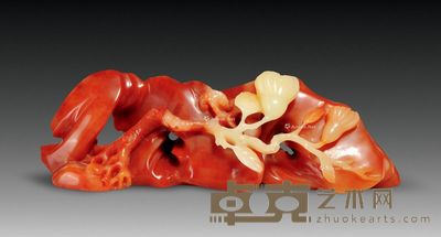 巧色红芙蓉玉兰笔架 11.5×2.8×4cm