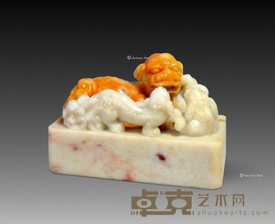 巧色奇艮三狮钮章 8×5×6cm