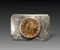 嵌美国1899年金币纯银皮带扣