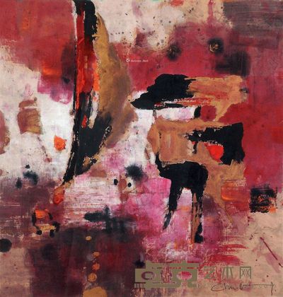 查国钧 红2抽象 65×63cm