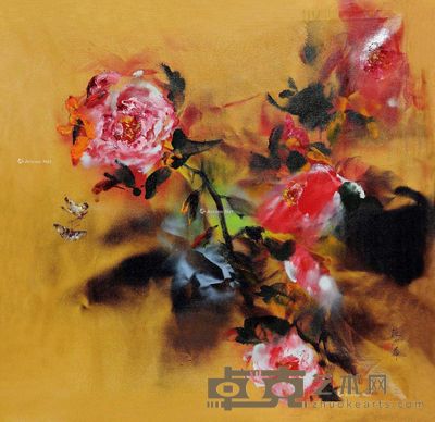 范少华 金缕似锦蝶双飞 100×100cm
