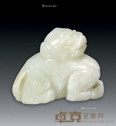 明 青白玉瑞兽 6×4×2.5cm