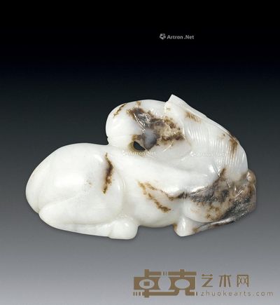 明 白玉卧马 6×3.5×2.5cm